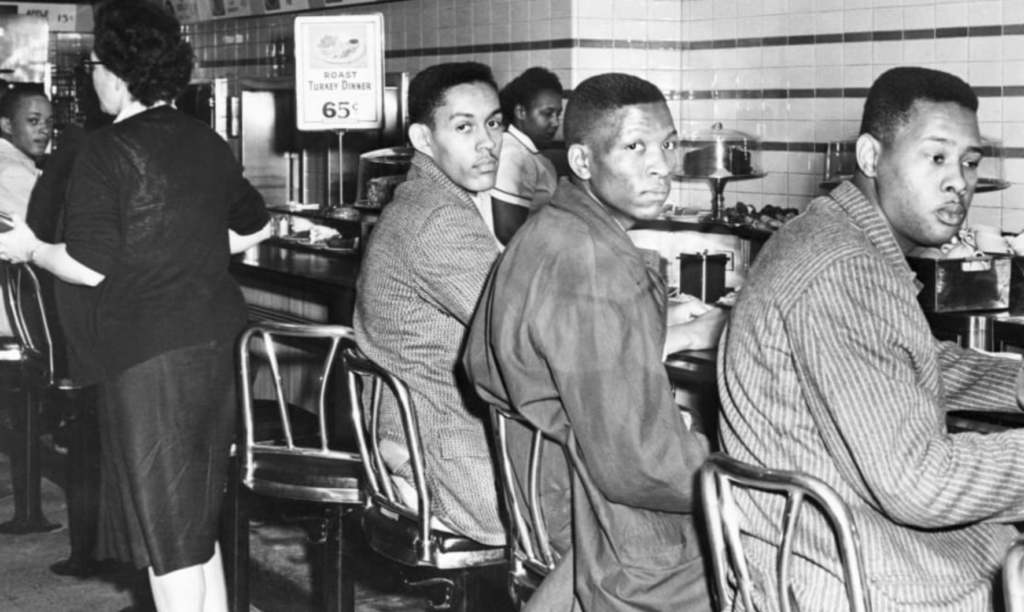 Sit-in leaders Ronald Martin, Robert Patterson and Mark Martin in Greensboro, NC. February 2, 1960